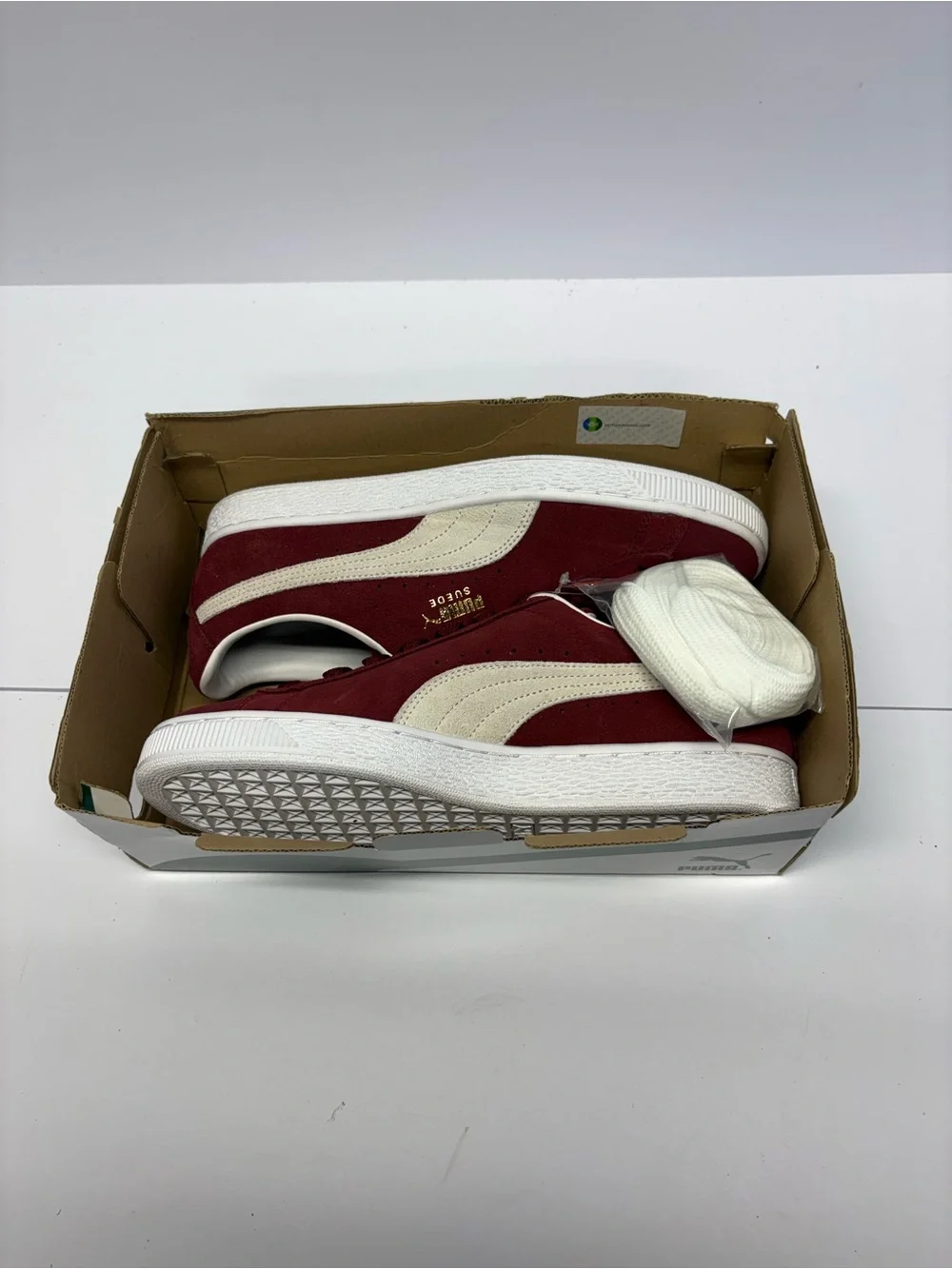 Puma Men's Suede Sneaker in Burgundy and White / no original box included/